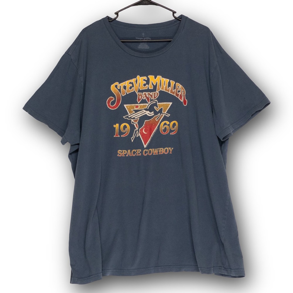 Wrangler Steve Miller Band T-Shirt Mens 3XL Navy Blue Good Space Cowboy Graphic